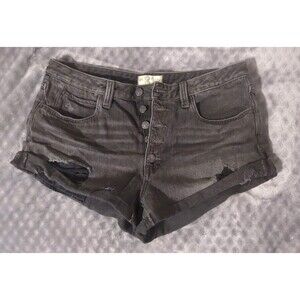 We The Free Free People Women's Romeo Black Rolled Cut Off Shorts Size 31